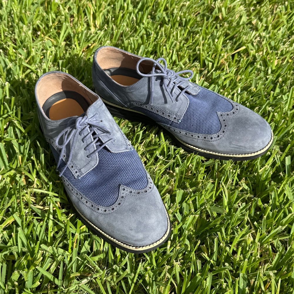 Cole Haan BLUE SUEDE GRAND WINGTIP